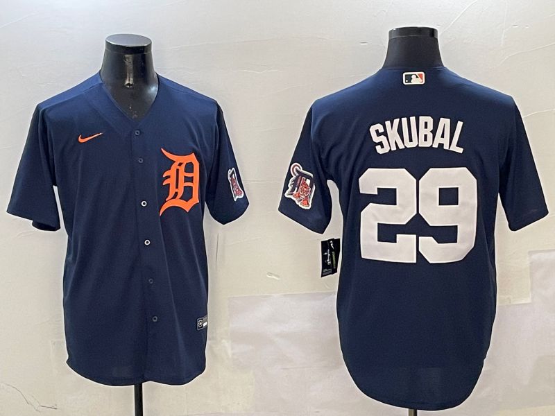 Men Detroit Tigers #29 Skubal Drak Blue Game 2025 Nike MLB Jersey style 3111